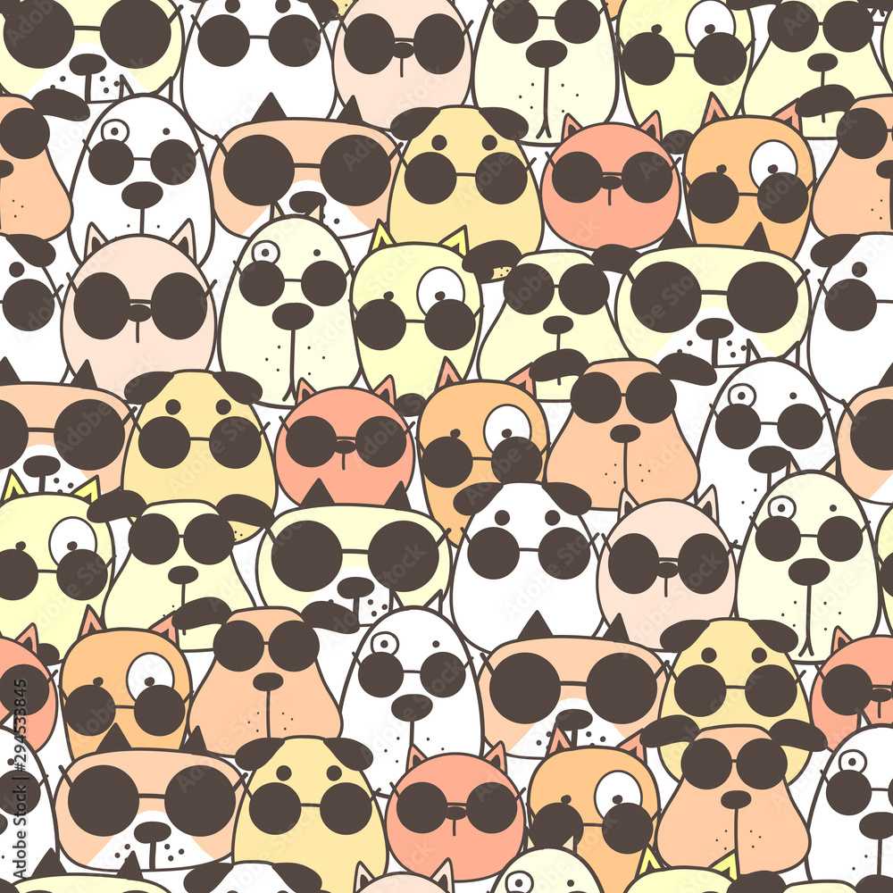 Fototapeta premium Cute dog seamless pattern background. Vector illustration.