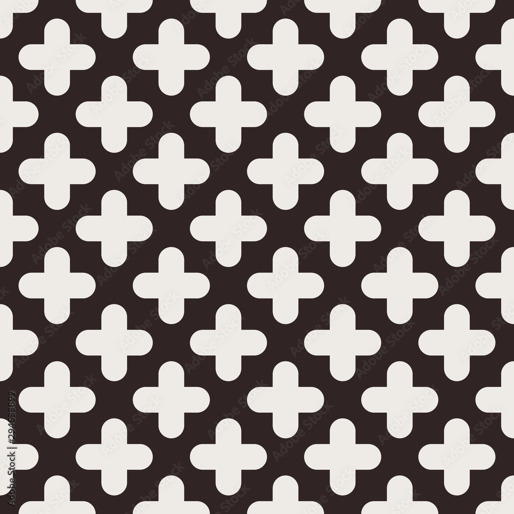 Repeating light brown plus on dark brown background. tile pattern vector, Trend modern design pattern background.