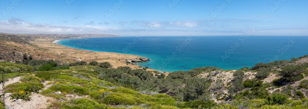 Torry Pines hike, near Ranch at Bechers Bay Pier on a sunny spring day, Santa Rosa Island, Channel Islands National Park, Ventura, California, USA