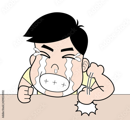 泣いて悔しがる少年