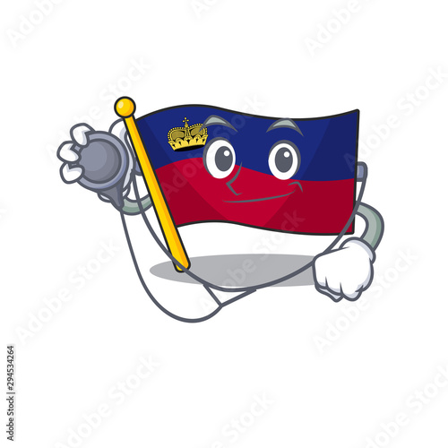 Doctor flag liechtenstein mascot with isolated character