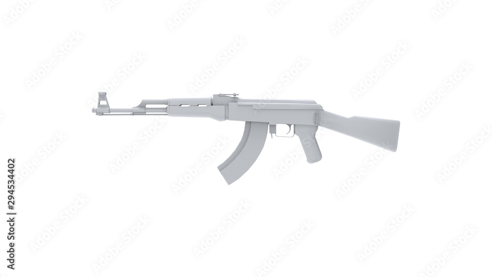3d rendering of an automatic rifle isolated in white background 3d rendering of an automatic rifle isolated in white background