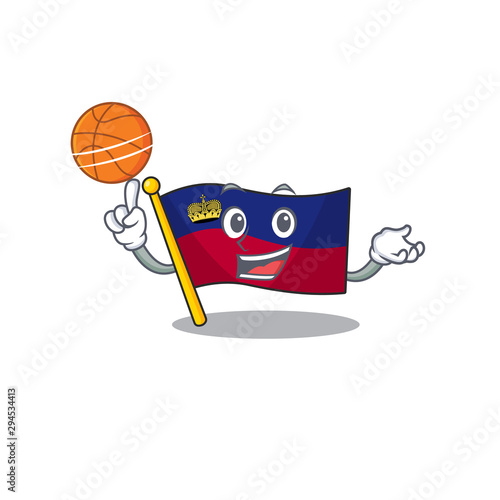 With basketball flag liechtenstein mascot with isolated character