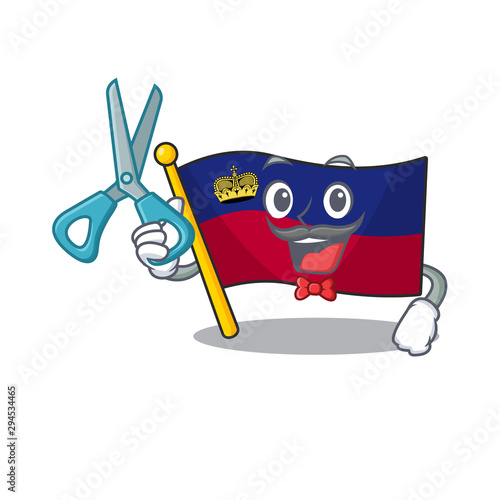 Barber flag liechtenstein mascot with isolated character