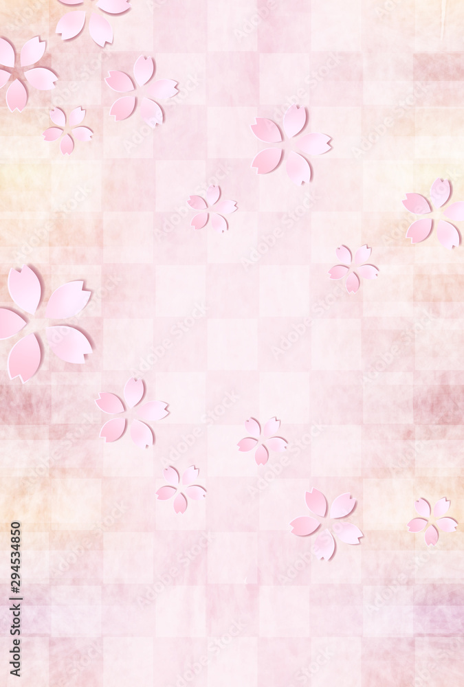 年賀状　千代紙　桜　和紙