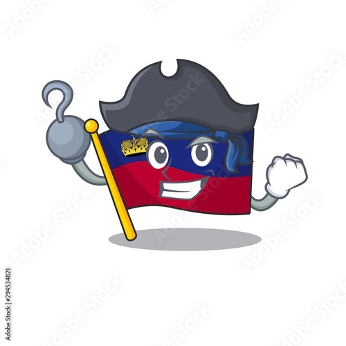 Pirate flag liechtenstein mascot with isolated character