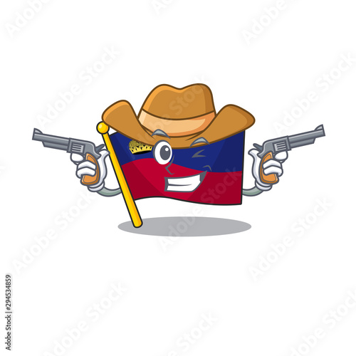Cowboy flag liechtenstein mascot with isolated character