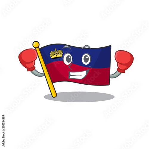 Boxing flag liechtenstein mascot with isolated character