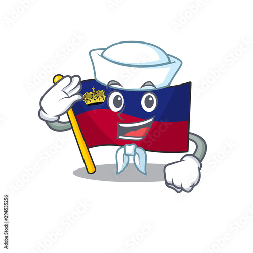 Sailor flag liechtenstein mascot with isolated character