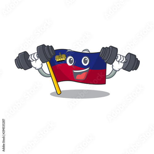 Fitness flag liechtenstein mascot with isolated character