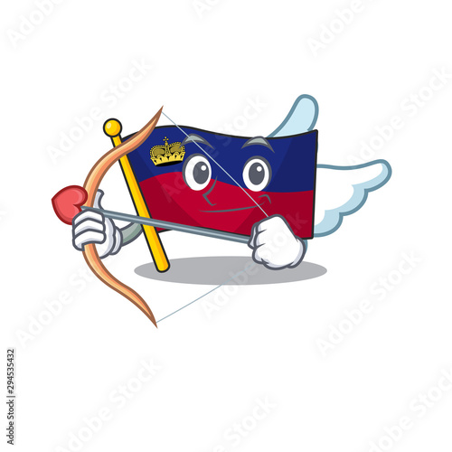 Cupid flag liechtenstein mascot with isolated character