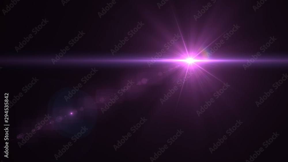 Lens flare light over black background. Easy to add overlay or screen filter over photo