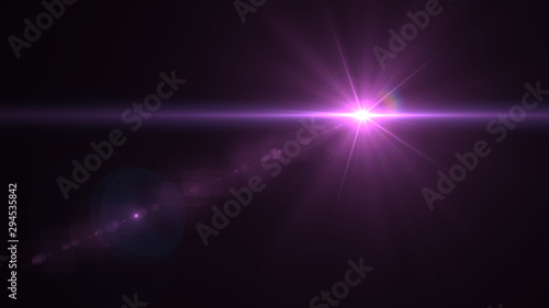 Lens flare light over black background. Easy to add overlay or screen filter over photo