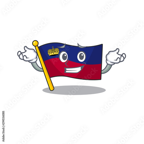 Grinning flag liechtenstein hoisted above cartoon pole