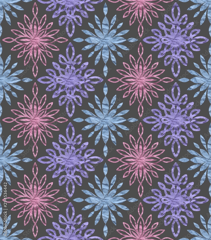 Seamless gray banner with colorful snowflakes Seamless gray banner with colorful snowflakes