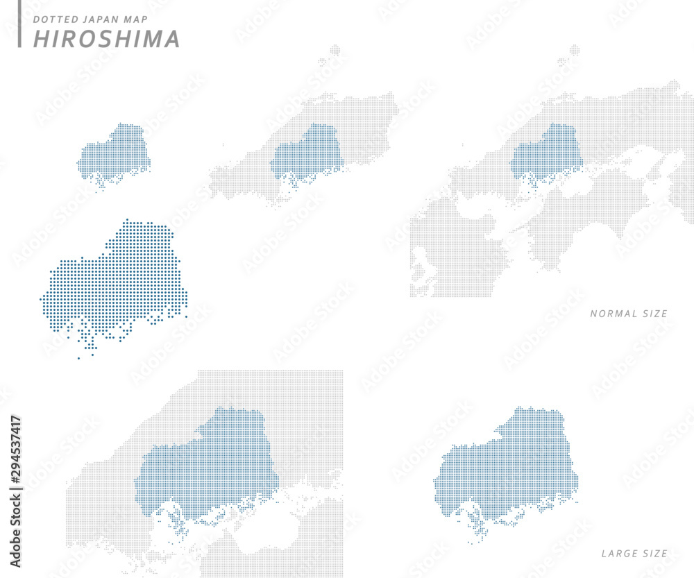 dotted Japan map, Hiroshima