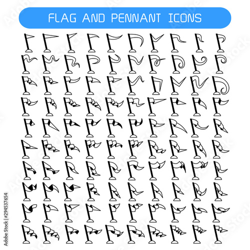 vector set of flag and pennant icons photo