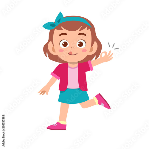 cute kid teen girl show facial expression