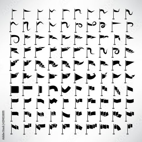 vector set of flag and pennant icons