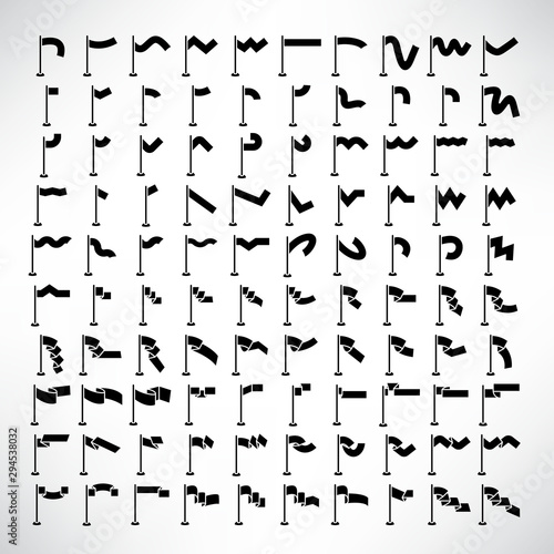 vector set of flag and pennant icons