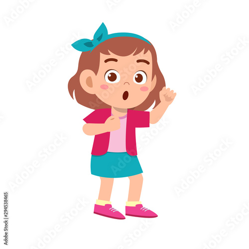 cute kid teen girl show facial expression