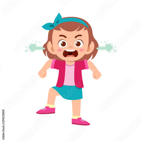 cute kid teen girl show facial expression