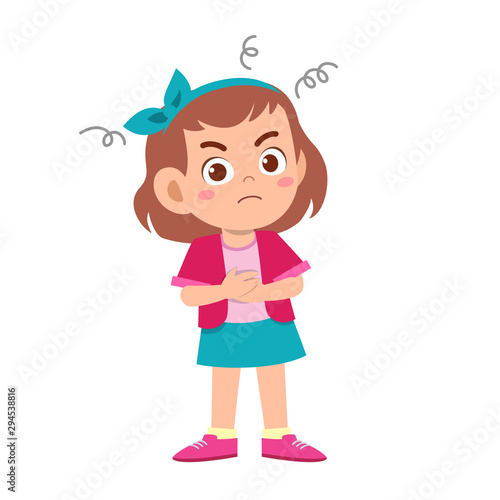 cute kid teen girl show facial expression