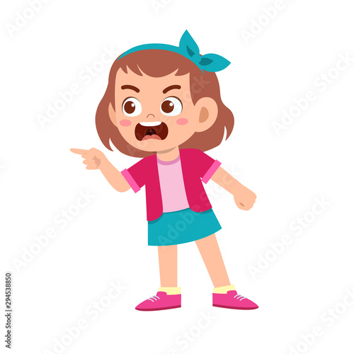 cute kid teen girl show facial expression