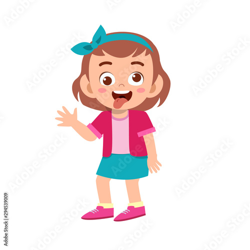 cute kid teen girl show facial expression