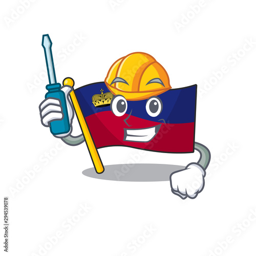 Automotive flag liechtenstein in the cartoon shape