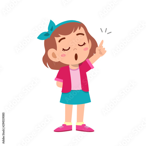 cute kid teen girl show facial expression