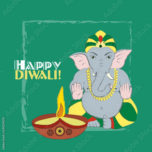 illustration of Indian elephant Shiva  the festival of Diwali