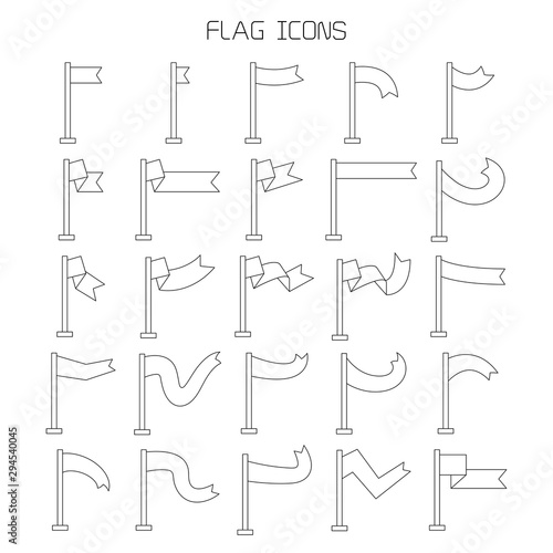 flag and pennant icons set line design photo