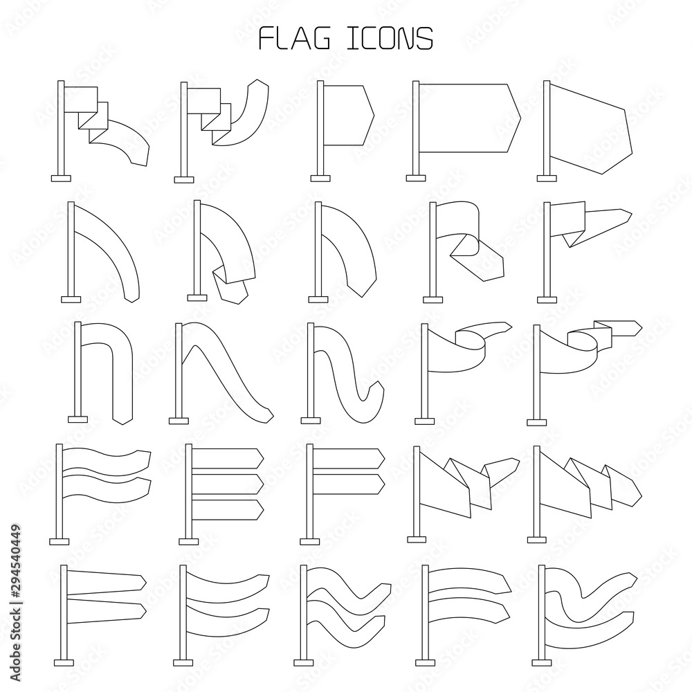flag and pennant icons set line design flag and pennant icons set line design