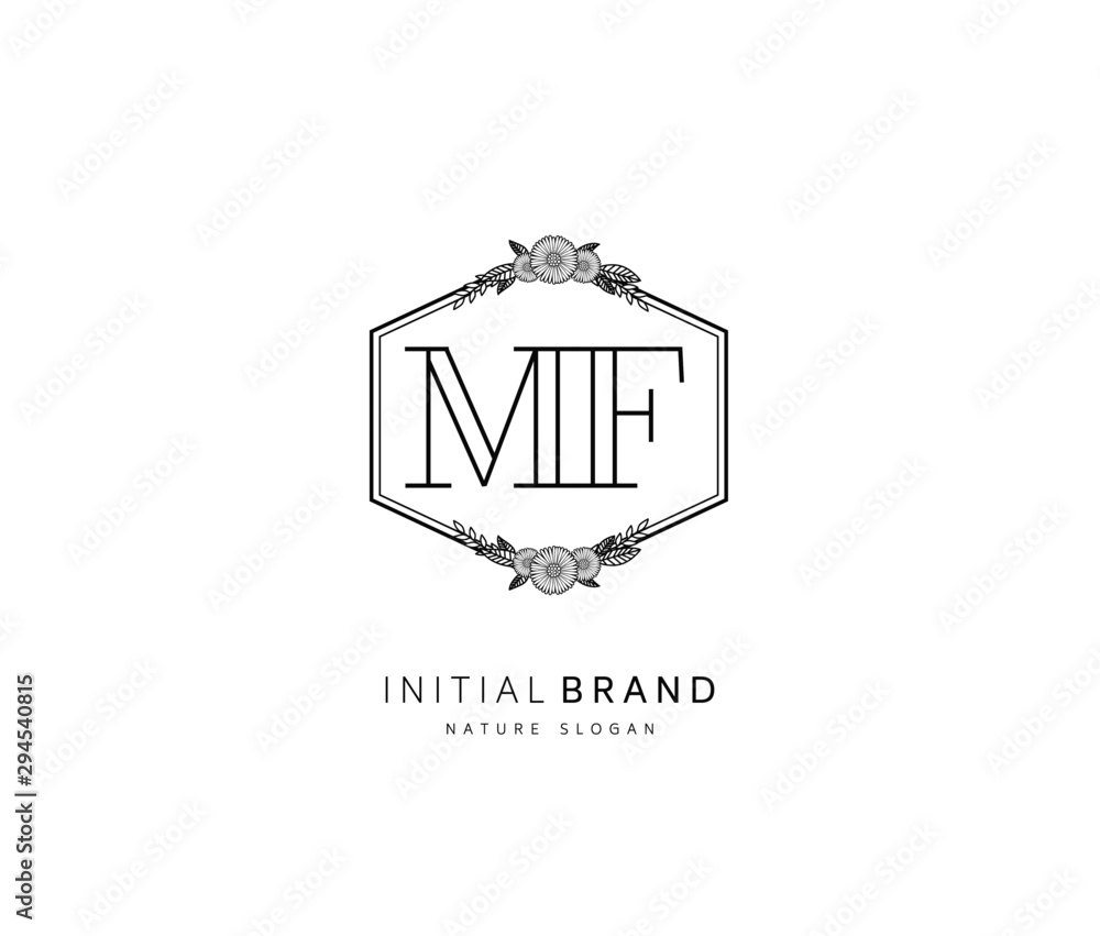 M F MF Beauty vector initial logo, handwriting logo of initial signature, wedding, fashion, jewerly, boutique, floral and botanical with creative template for any company or business.