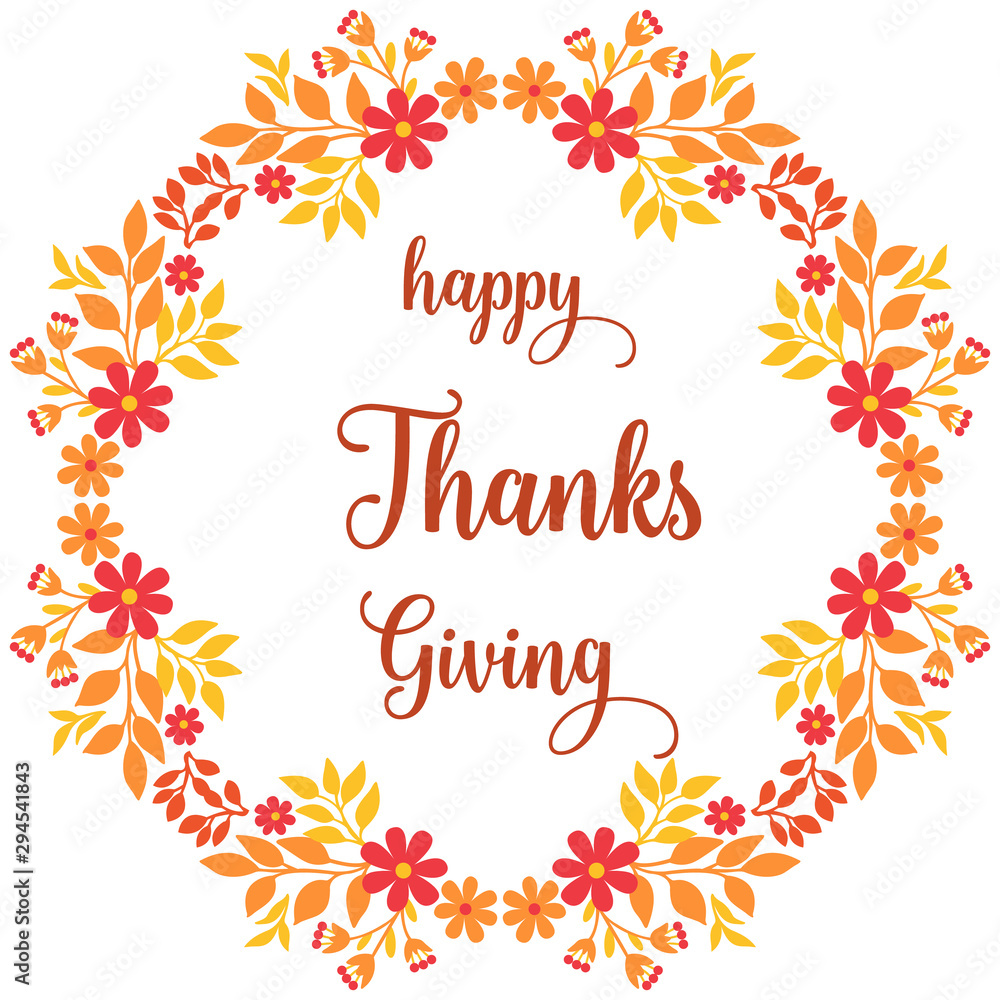 Pattern of autumn leaves flower frame on white background, for invitation card decoration of thanksgiving. Vector
