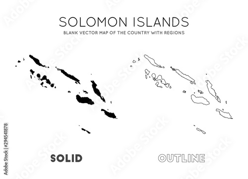 Solomon Islands map. Blank vector map of the country with regions. Borders of Solomon Islands for your infographic. Vector illustration.