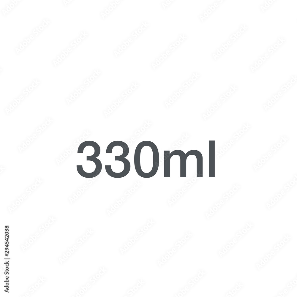 Liter l sign (l-mark) estimated volumes 330 milliliters (ml) Vec Liter l sign (l-mark) estimated volumes 330 milliliters (ml) Vec