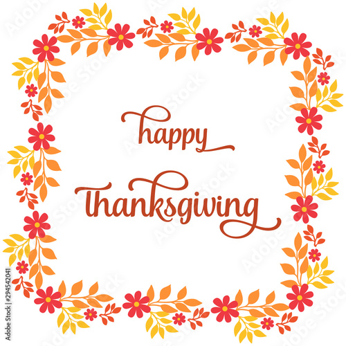 Pattern of autumn leaves flower frame on white background  for invitation card decoration of thanksgiving. Vector
