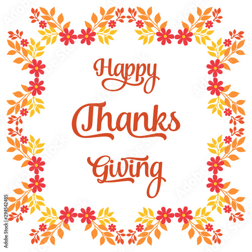 Decoration of autumn leaf flower frame, for beautiful card thanksgiving. Vector