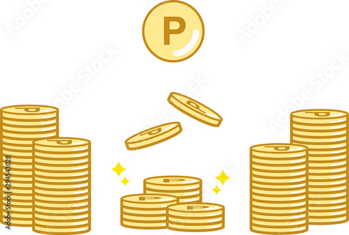 P ポイント　ザクザク　コイン　イメージ