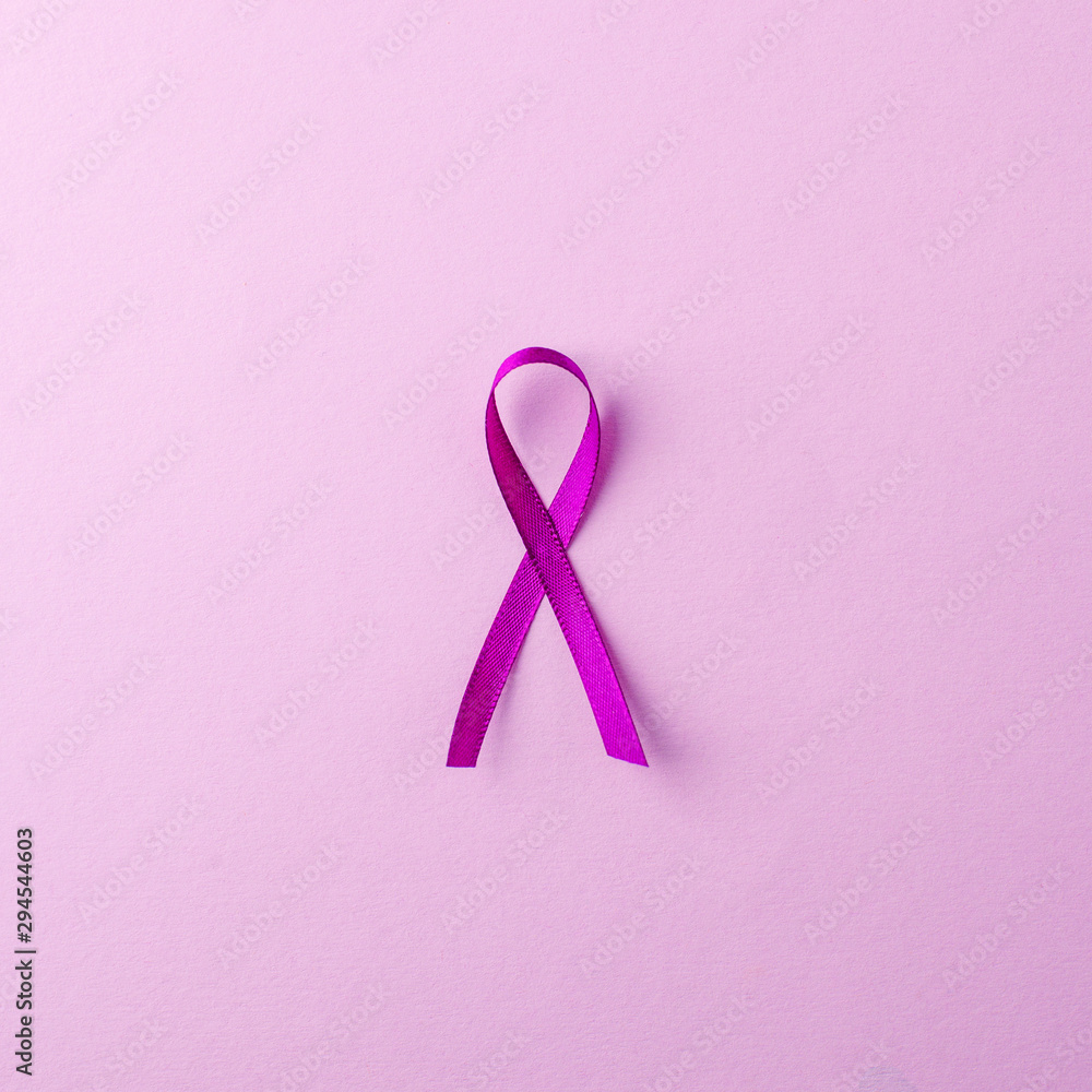 Concept for fear, domestic violence and family or child abuse. Purple ribbon symbol Concept for fear, domestic violence and family or child abuse. Purple ribbon symbol