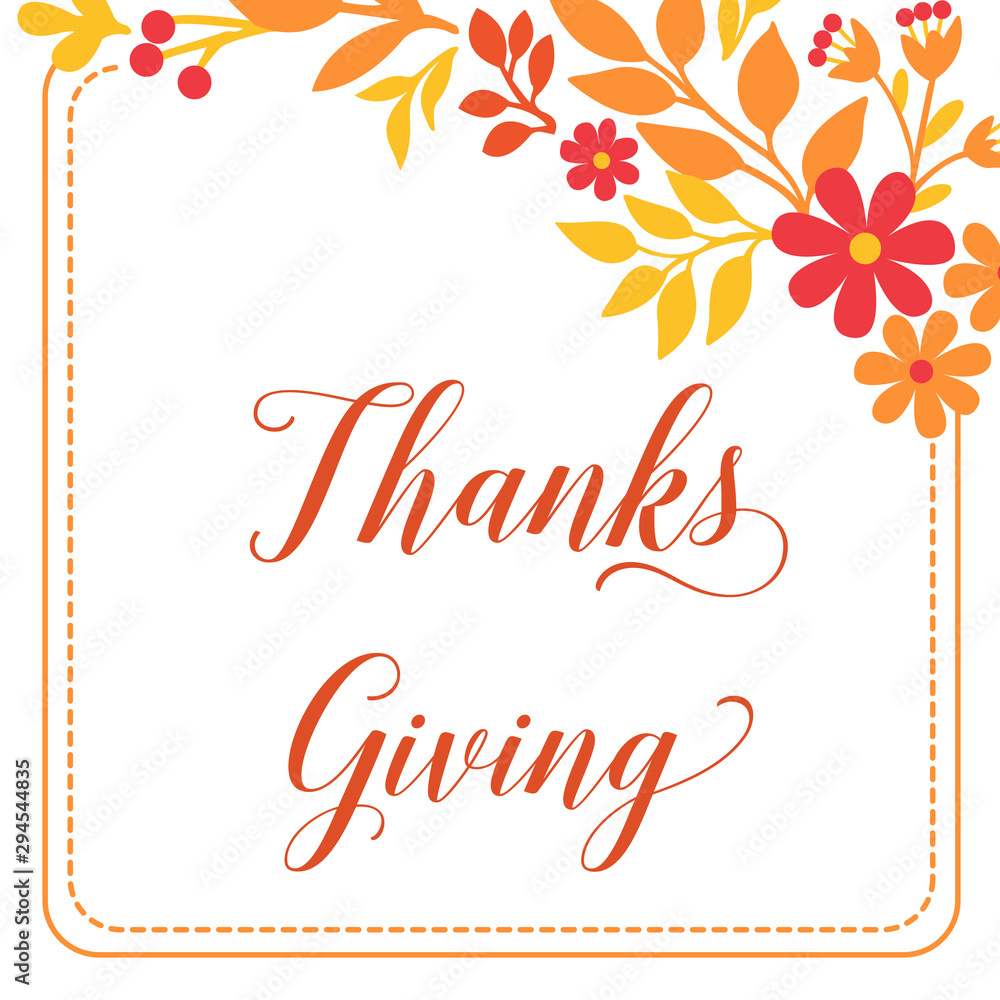 Obraz premium Pattern design of card thanksgiving, with art of beautiful autumn leaf flower frame. Vector