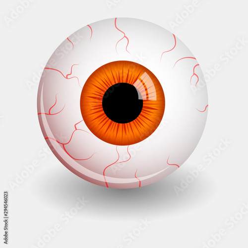 Funny Halloween greeting card monster orange eyes. Vector isolated illustration on light grey background photo