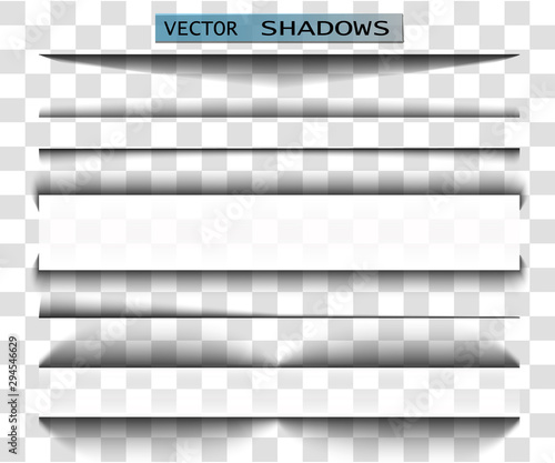  Vector shadow Transparent shadow realistic illustration. Separator page with transparent shadow isolated. Pages vector set.