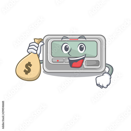 With money bag pager with in the mascot shape