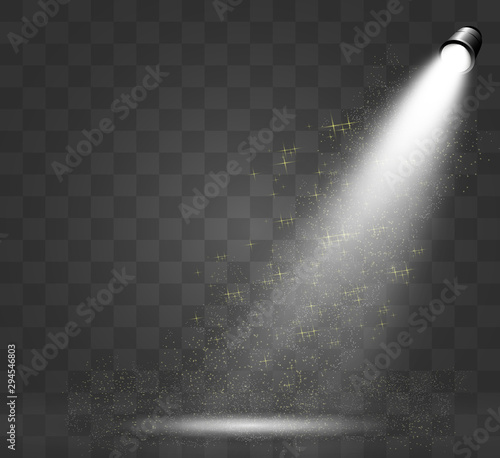 Белая сцена с прожекторами. Векторная иллюстрация