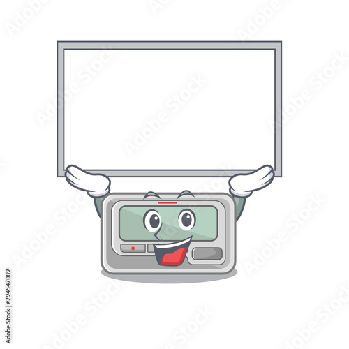 Up board pager with in the mascot shape