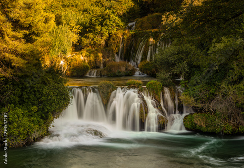 cascades of waterfalls in the Krka National Park in Croatia