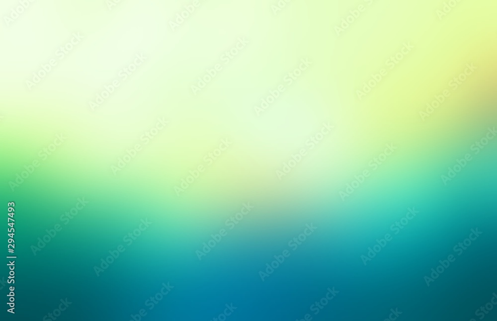 Abstract outdoor view defocus background. Natural green yellow blue colors gradient. Sunny sky and juicy glass of meadow formless pattern. Impressive summer blur illustration.